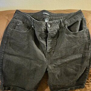 Acid Washed Black Jean Shorts